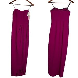 Aqua Formal Strapless Faux Wrap Gown Sweetheart Neckline High Low Hem Pleated 0